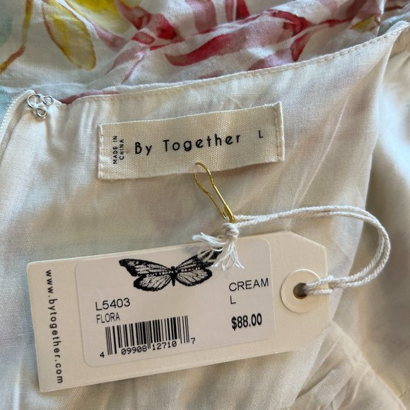 By Togther - Babydoll Dress - Cream Flora - L - New with tags - Never Worn - Picture 3 of 4